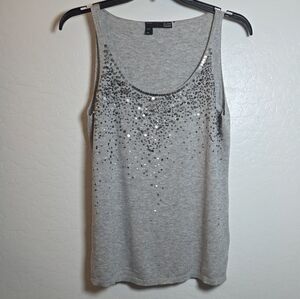 Eileen Fisher Light Gray Tank Top with Metallic Accents